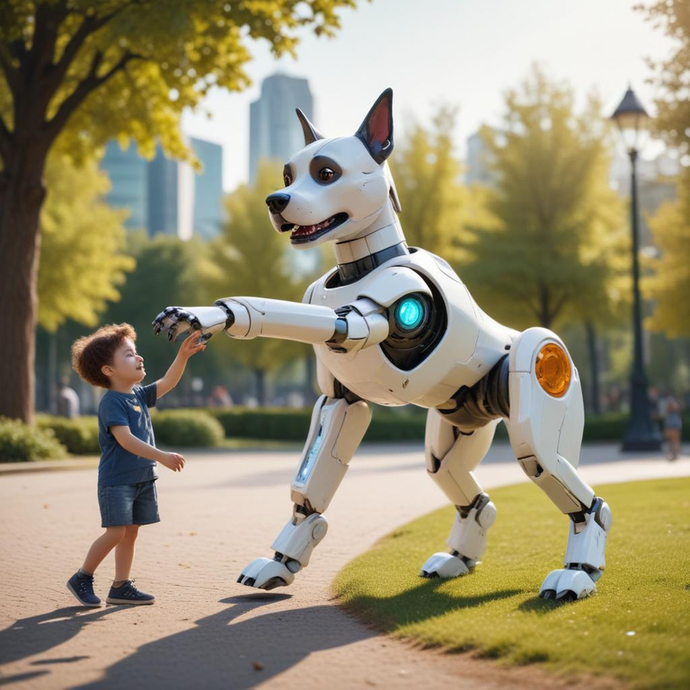 A Boy’s Wonder: Tiny Human, Giant Robot Dog