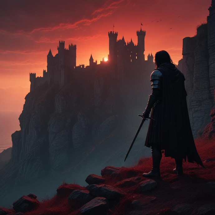 Silhouetted Knight at Sunset: A Tale of Epic Solitude