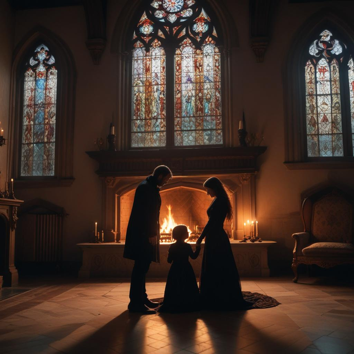 Silhouettes of Love in a Gothic Hall