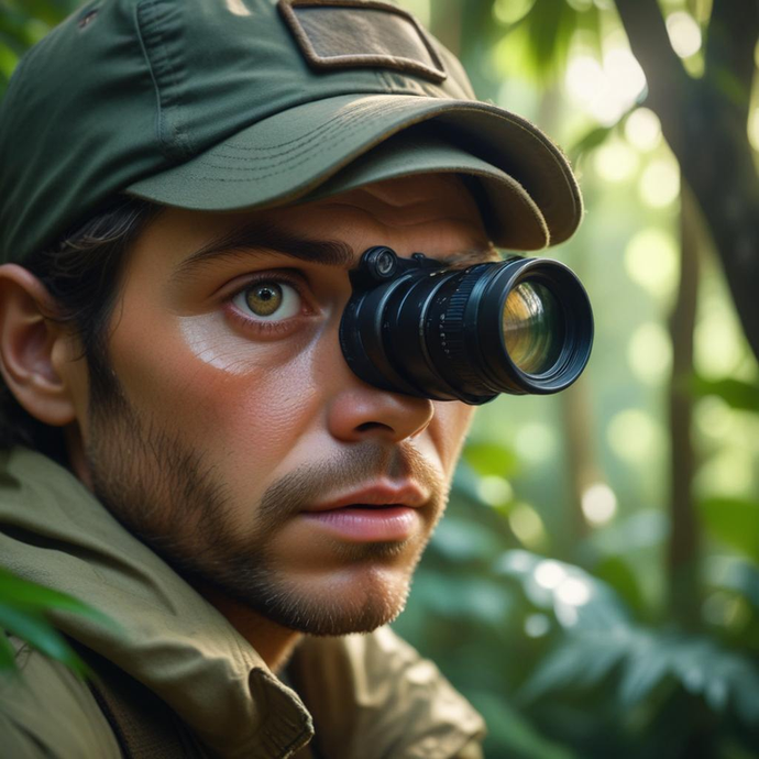 Intrigued by the Unknown: A Man’s Focused Gaze Through the Jungle