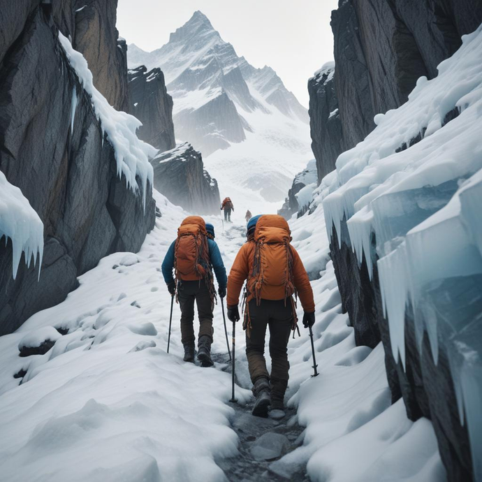 Conquering the Summit: Hikers Brave a Snowy Mountain Pass