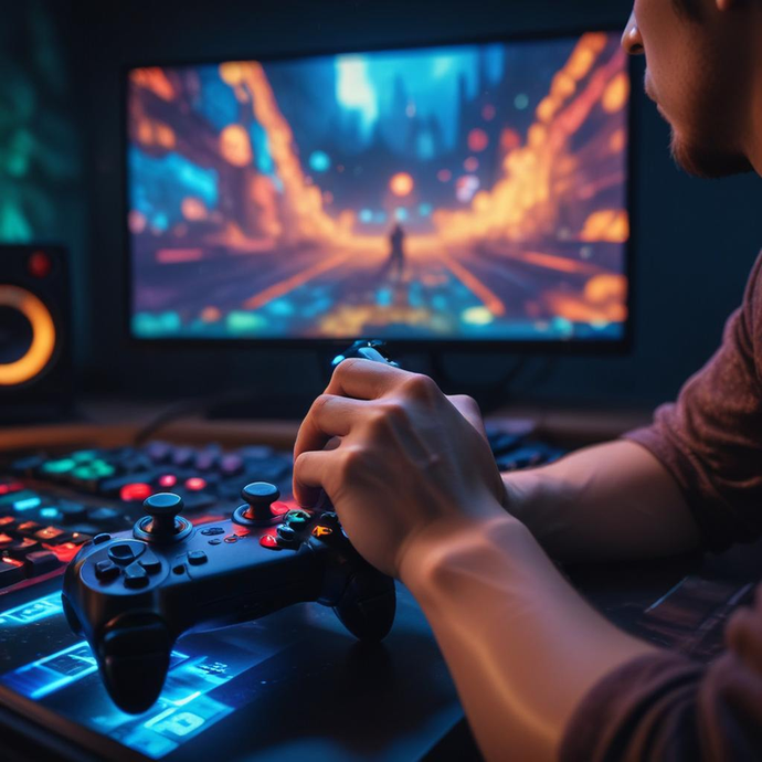 Immersed in the Digital Realm: A Gamer’s Focus