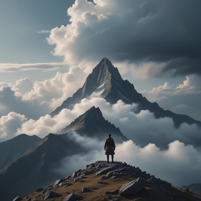 Solitude Amidst Majesty: A Lone Figure Contemplates the Vastness of Nature