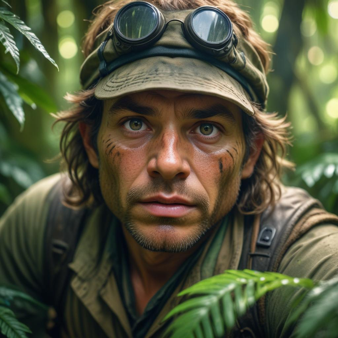 Lost in the Jungle: A Man’s Intense Gaze Holds a Secret