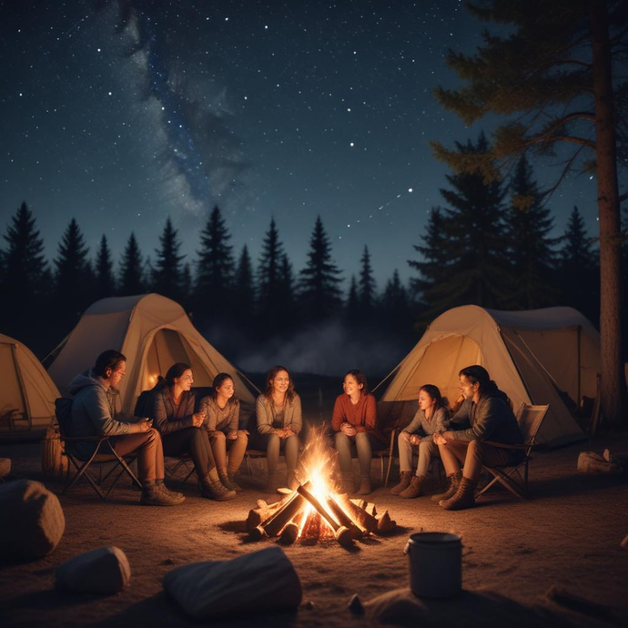 Campfire Under a Starry Sky: Cozy Adventure Awaits