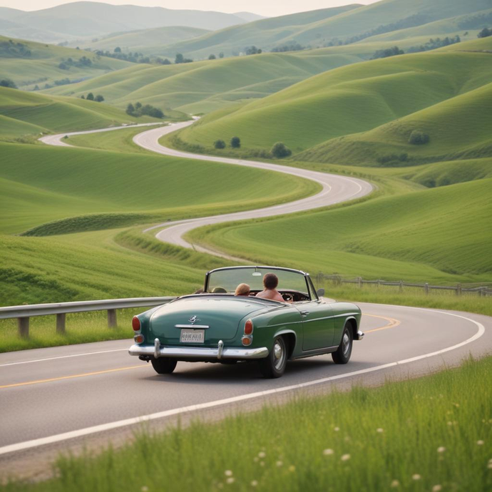 Sunset Cruise Through Rolling Hills