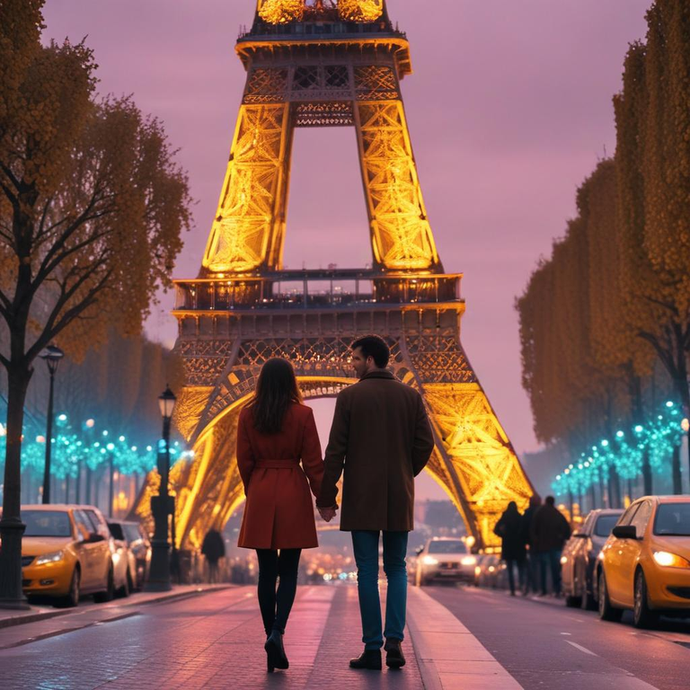 Parisian Romance: A Silhouette Against the Eiffel Tower