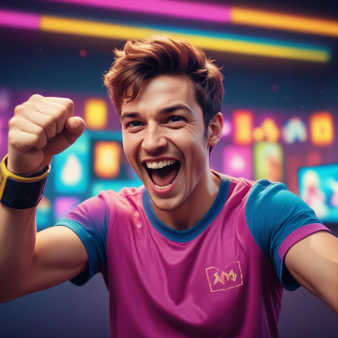 Victory Dance! Gamer Celebrates Triumph with Energetic Cheer