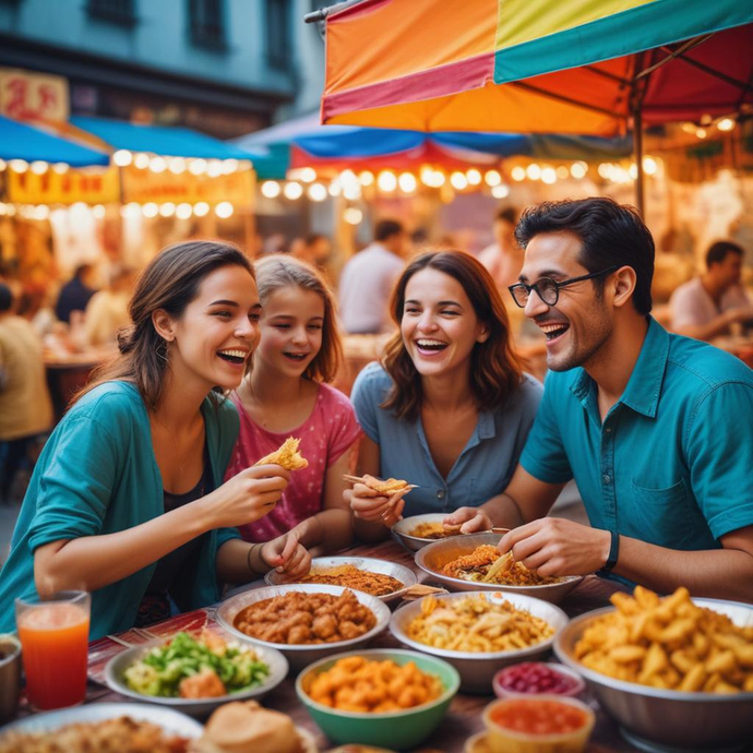 Laughter, Food, and Friendship: Capturing the Joy of a Bustling Market