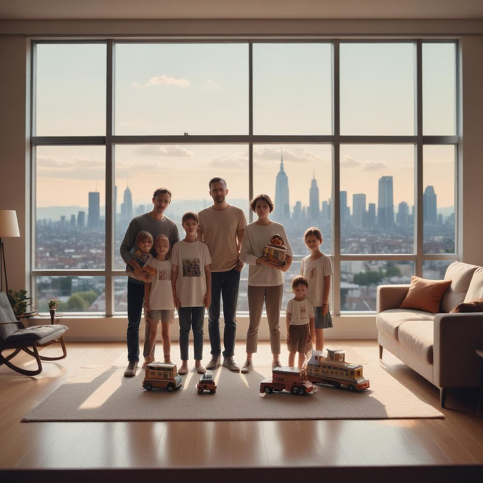 Family Portrait with a City View: Capturing Happiness and Aspiration