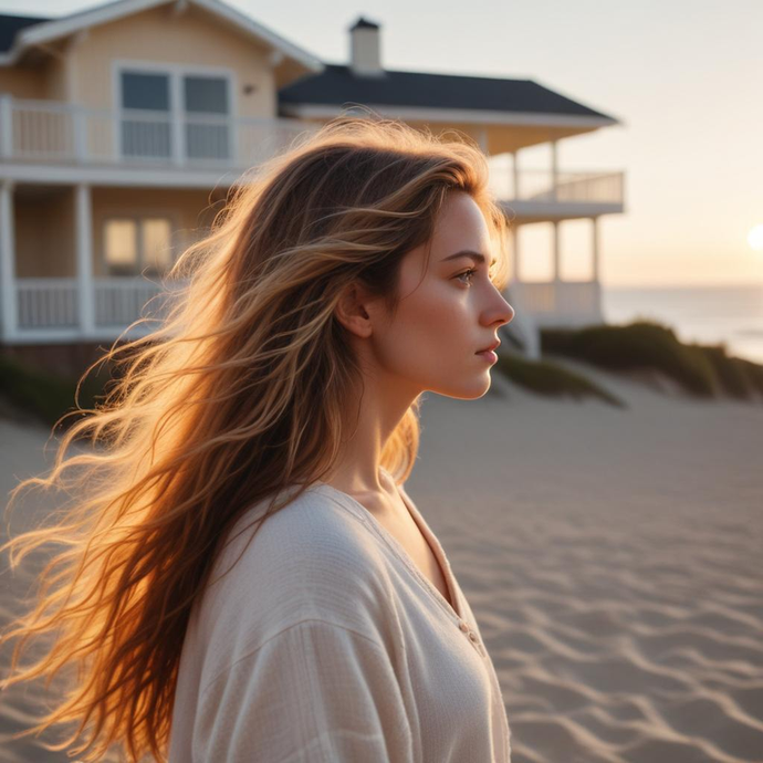 Golden Hour Serenity: A Woman Finds Peace on the Beach