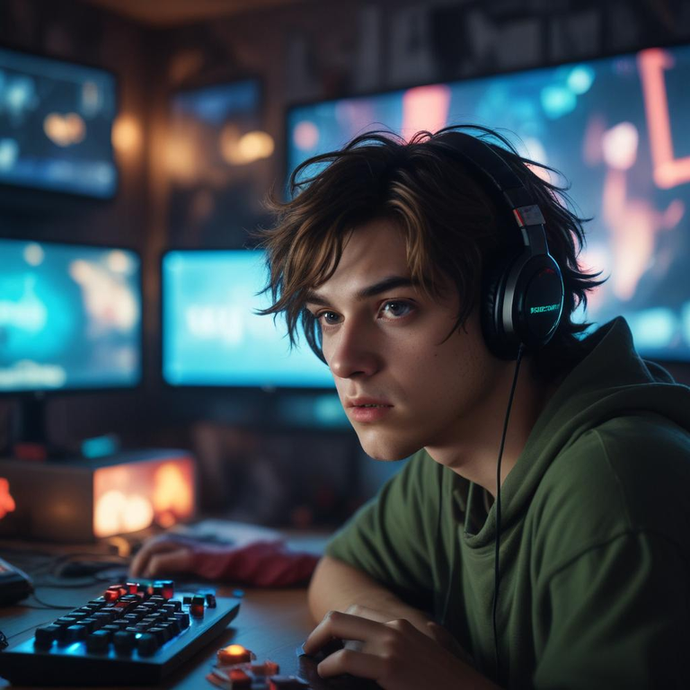 Lost in the Digital World: A Gamer’s Intense Focus