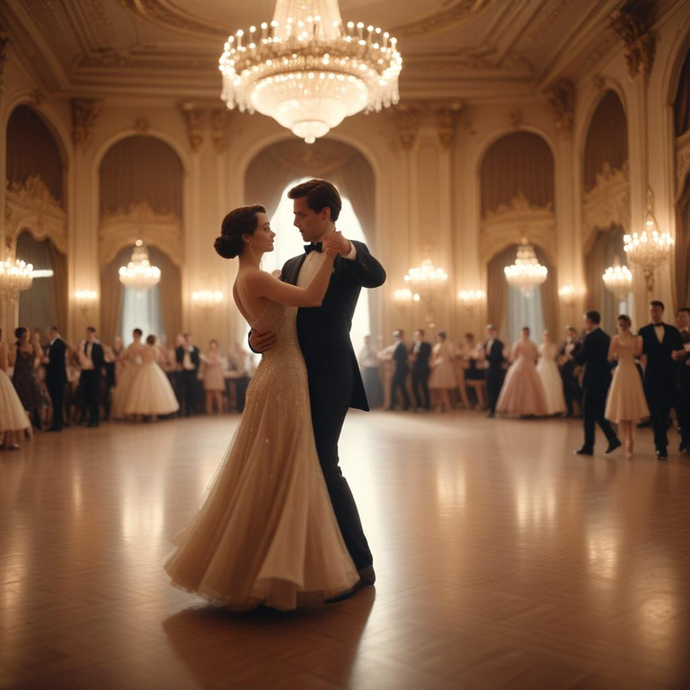 A Timeless Dance: Intimacy and Elegance in the Heart of a Grand Ballroom