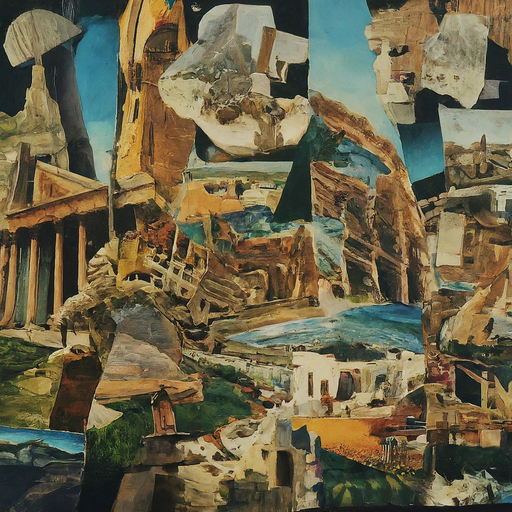 Fragmented Cityscape: A Surreal Collage of Disorientation