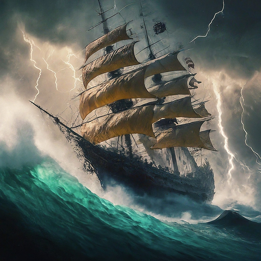 A Ship Battles the Fury of the Storm