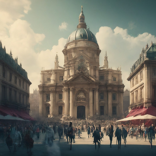 Grand Architecture Meets Bustling Life in European City