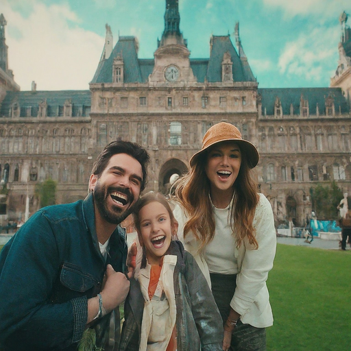 Parisian Family Fun: Capturing Joy at the Hôtel de Ville