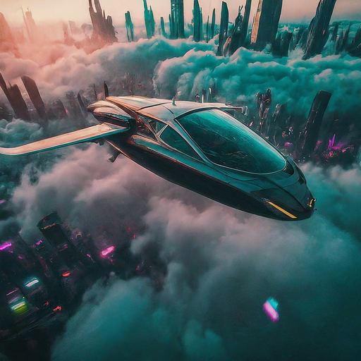 Soaring Through Neon Skies: A Futuristic Flight of Wonder