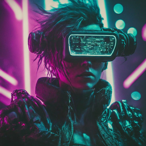 Cyberpunk Glamour: Neon Lights and Mysterious Style