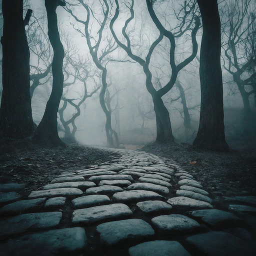 Lost in the Mist: A Cobblestone Path Beckons