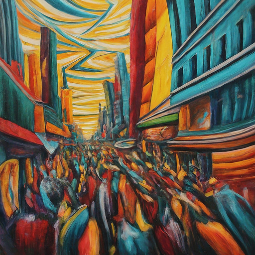 Dreamy Cityscape: A Vibrant Canvas of Chaos