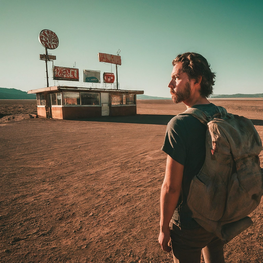 Lost in the Desert’s Embrace: A Solitary Figure Seeks Hope Amidst Ruins