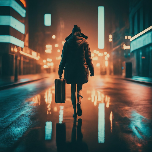 Lost in the Fog: A Figure Walks the Desolate Night