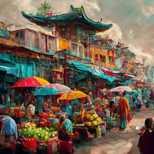 A Symphony of Colors: Capturing the Bustling Energy of an Asian Street Market