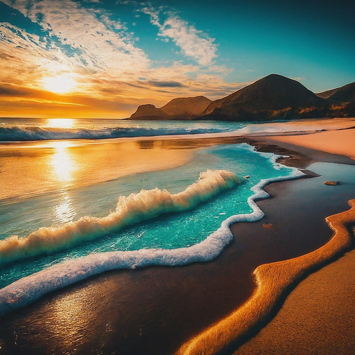 Golden Sunset Paints a Serene Beachscape