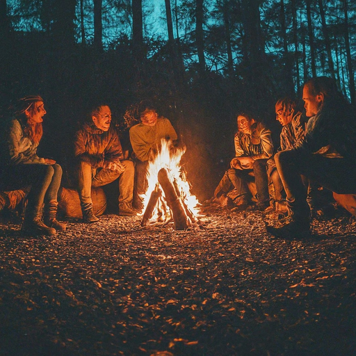 Campfire Tales: A Cozy Gathering in the Dark Forest