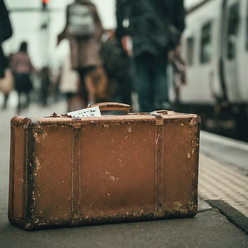 A Suitcase Full of Memories on a Lonely Platform