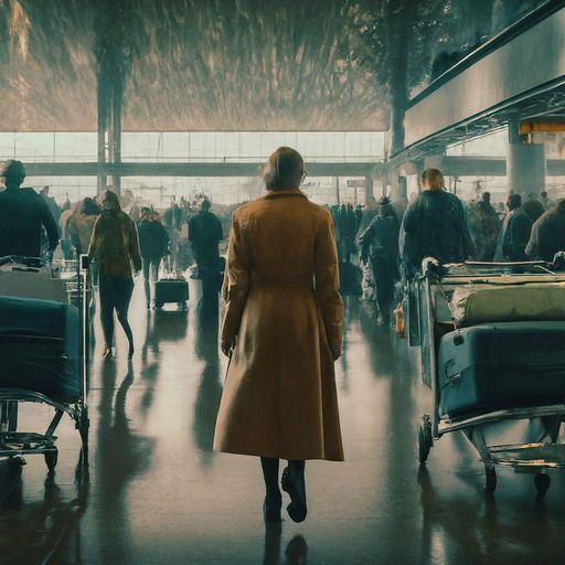 Lost in Transit: A Woman’s Solitary Journey Through a Dimly Lit Airport