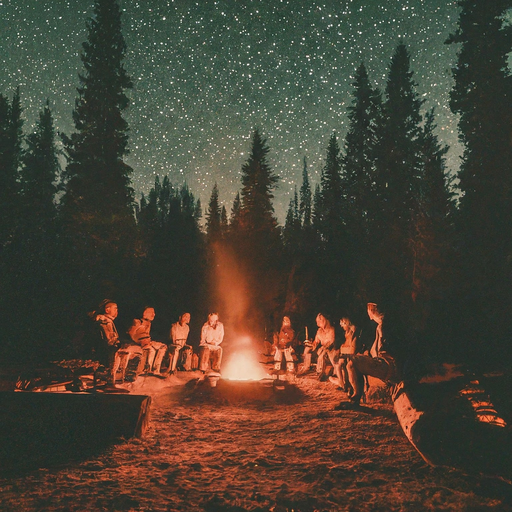 Campfire Tranquility Under a Starry Sky