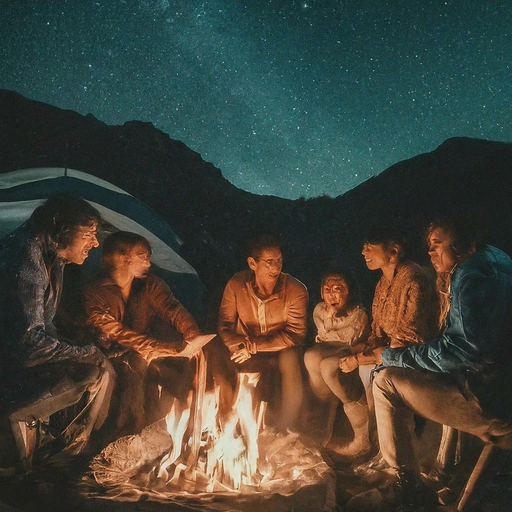 Campfire Nights Under a Starry Sky: A Cozy Gathering of Friends