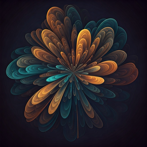 Abstract Digital Bloom: A Symphony of Orange and Teal