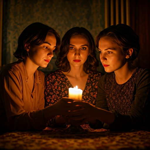 Candlelight Secrets: Three Women in a Mysterious Gathering