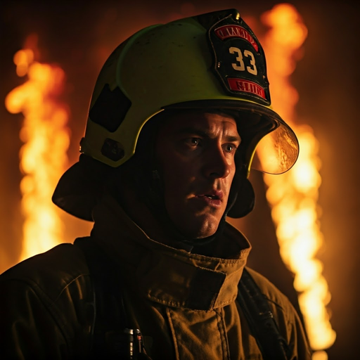 Firefighter Faces the Flames in a Moment of Intensity