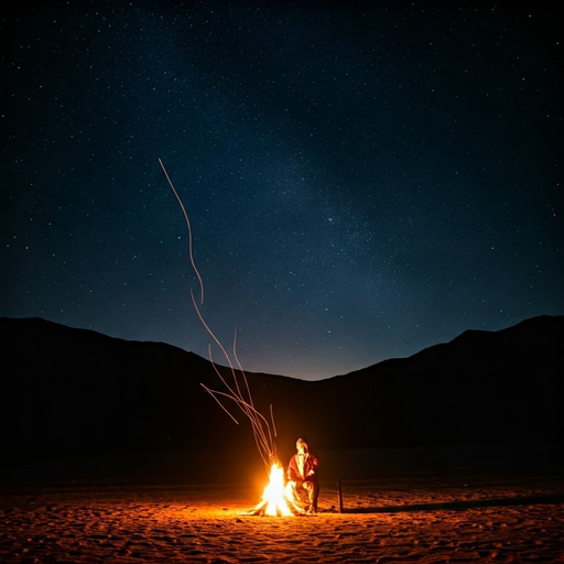 Lost in the Vastness: A Solitary Figure Under the Milky Way