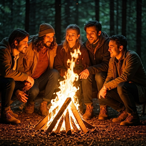 Campfire Companionship: A Night of Laughter and Warmth