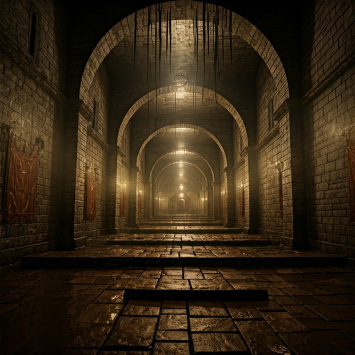 Secrets in the Shadows: A Medieval Hallway Beckons