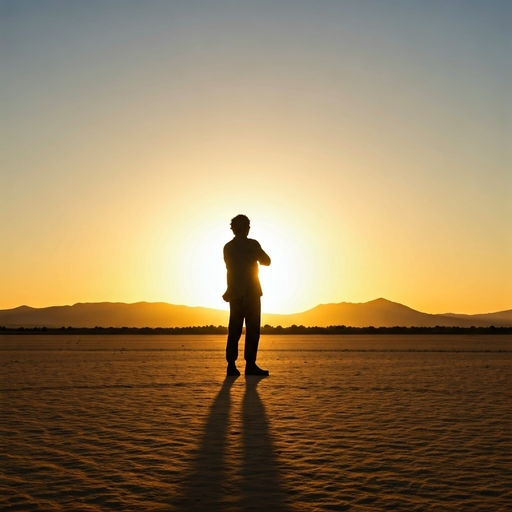 Silhouetted Solitude: A Moment of Peace in the Desert