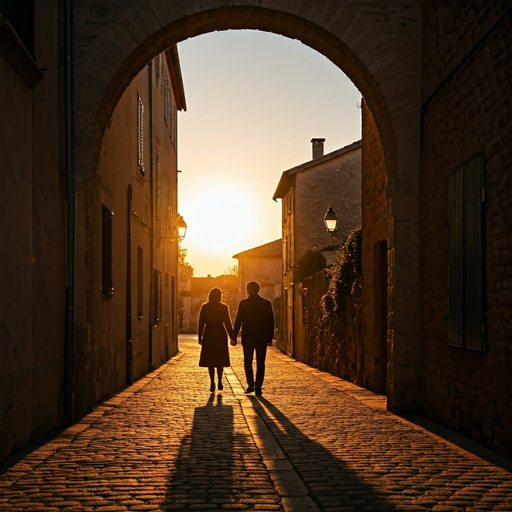 A Timeless Romance: A Stroll Through a European Sunset