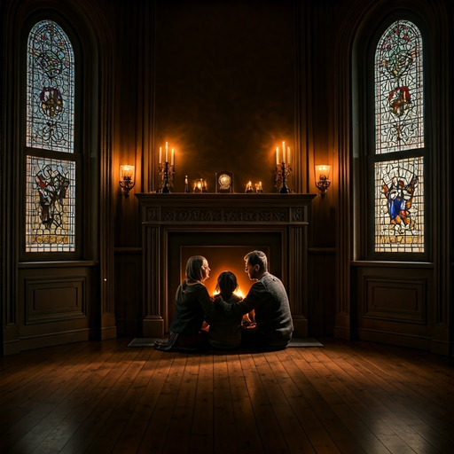 Fireside Family: A Cozy Moment Captured in Warm Light