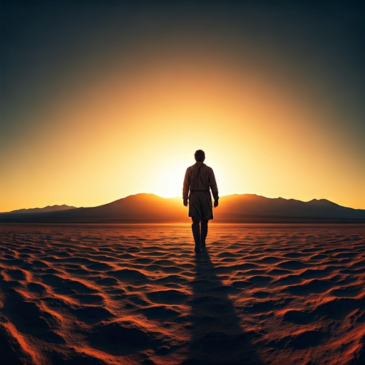 Silhouette of Hope in a Barren Landscape