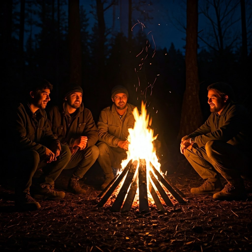 Campfire Camaraderie: A Night of Warmth and Friendship in the Woods