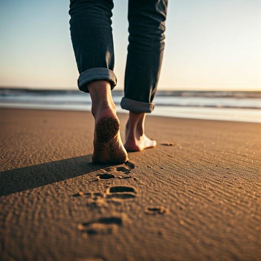 Sunset Serenity: Footprints in the Sand