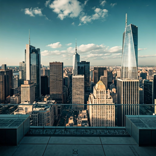 Cityscape Majesty: A Rooftop View of Urban Grandeur