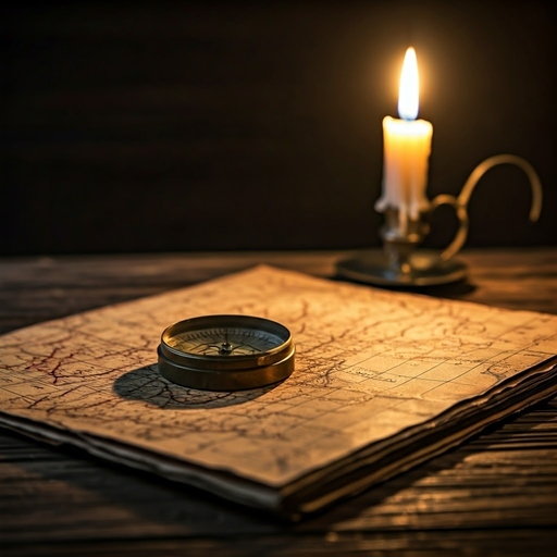 Whispers of Adventure: A Candlelit Map Unfolds