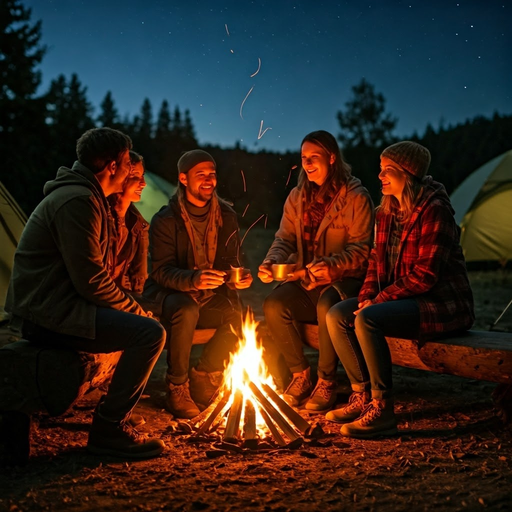 Campfire Tales: Friends, Forest, and a Touch of Mystery