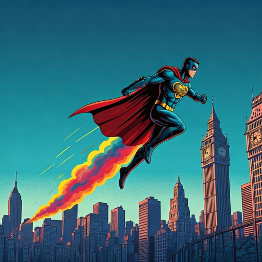 Superhero Soars Above London, Leaving a Trail of Hope